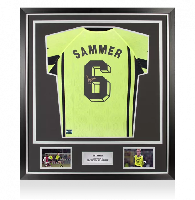 icons Matthias Sammer Back Signed Borussia Dortmund 1996-97 Home Shirt In Classic Frame
