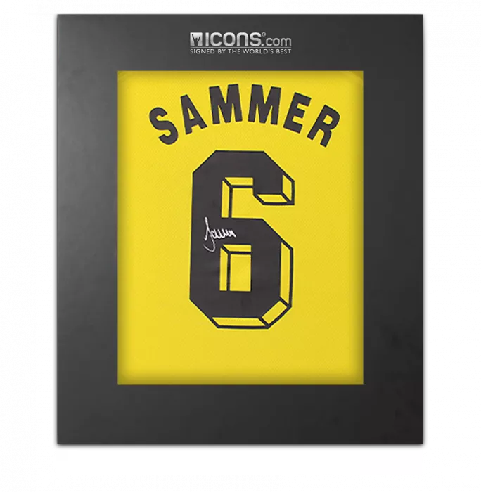 icons Matthias Sammer Back Signed Borussia Dortmund 2019-20 Home Shirt with Fan Style Number In Deluxe Packaging