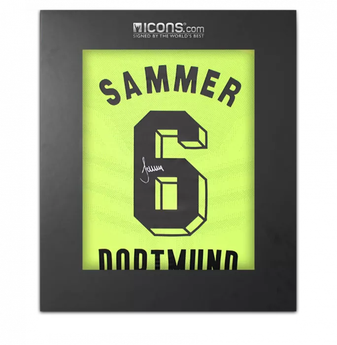 icons Matthias Sammer Back Signed Borussia Dortmund 2021-22 Home Shirt with Fan Style Number In Deluxe Packaging