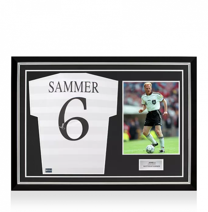 icons Matthias Sammer Back Signed Germany Retro Home Shirt In Hero Frame: Option 1