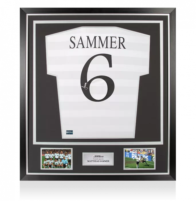 icons Matthias Sammer Back Signed Germany Retro Home Shirt In Classic Frame