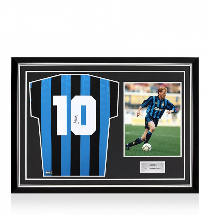 icons Matthias Sammer Back Signed Internazionale 1992-93 Home Shirt In Hero Frame: Option 1