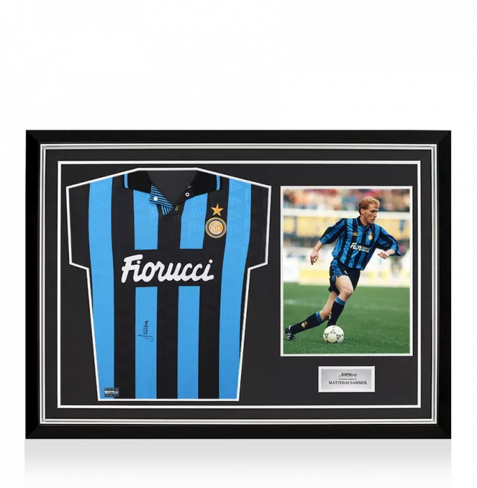 icons Matthias Sammer Front Signed Internazionale 1992-93 Home Shirt In Hero Frame: Option 1