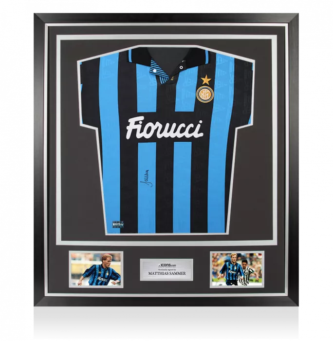 icons Matthias Sammer Front Signed Internazionale 1992-93 Home Shirt In Classic Frame
