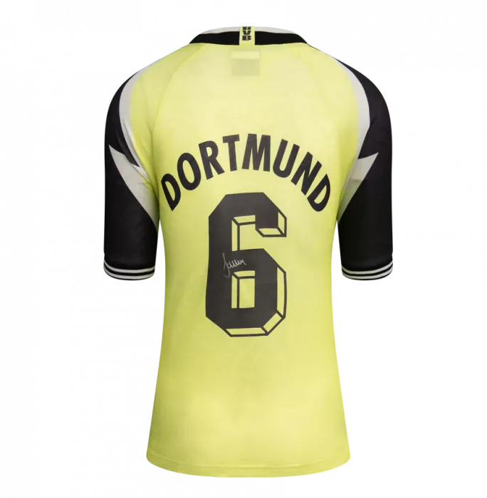 Icons Matthias Sammer Official UEFA Champions League Back Signed And Hero Framed Borussia Dortmund 1995-96 Home Shirt