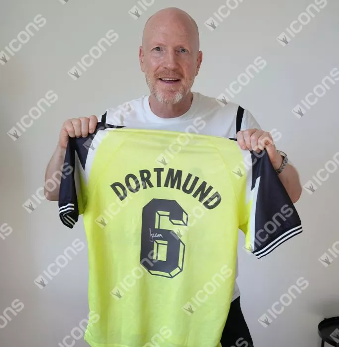 Icons Matthias Sammer Official UEFA Champions League Back Signed And Framed Borussia Dortmund 1995-96 Home Shirt