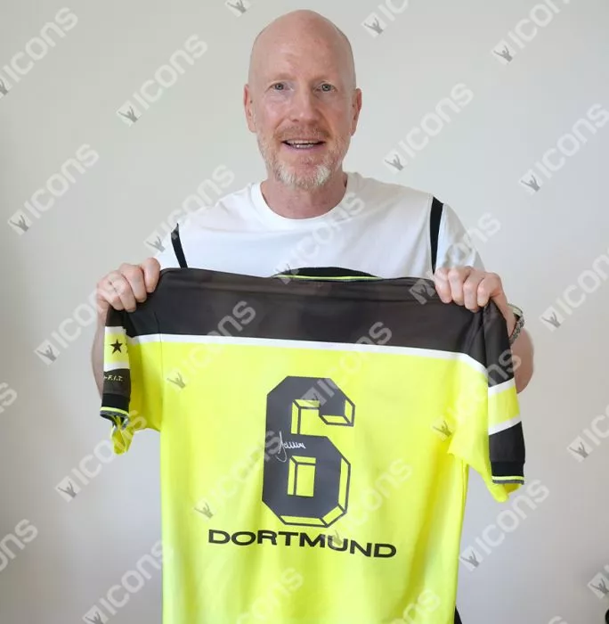 Icons Matthias Sammer Official UEFA Champions League Back Signed And Framed Borussia Dortmund 1997-98 Home Shirt