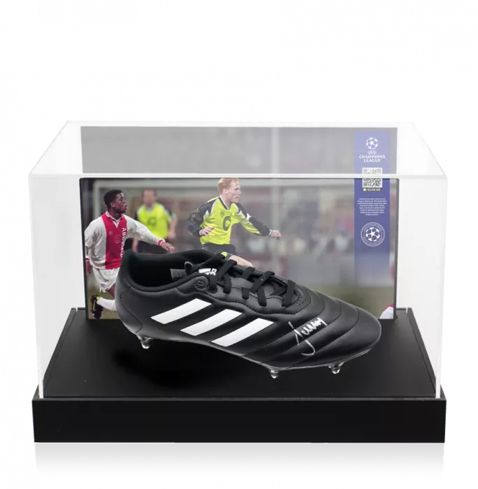 Icons Matthias Sammer Official UEFA Champions League Signed Adidas Boot In Photo Acylic Case: Option 1