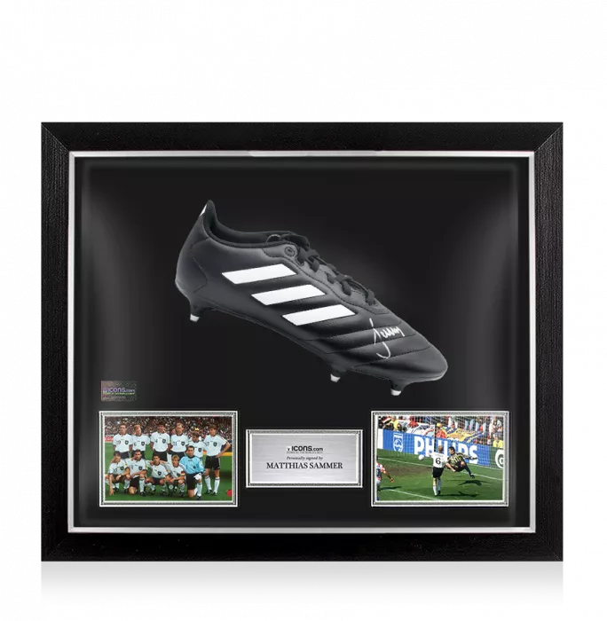 Icons Matthias Sammer Signed Adidas Boot In Bubble Frame: Option 1