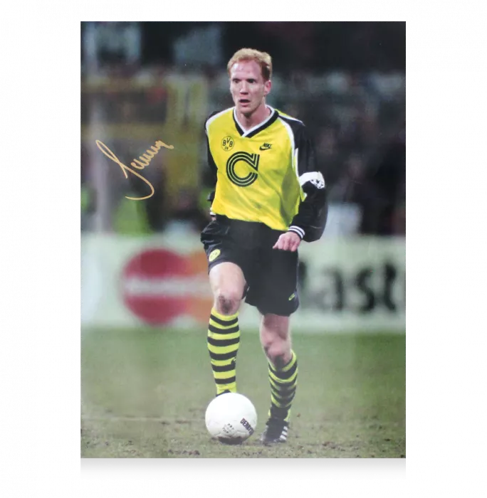 Icons Matthias Sammer Signed Borussia Dortmund Photo In Black Wooden Frame