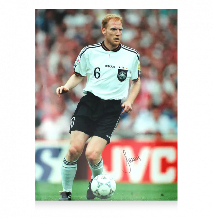 Icons Matthias Sammer Signed Germany Photo In Black Wooden Frame