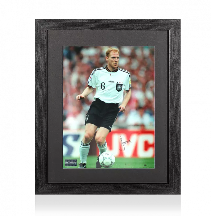 icons Matthias Sammer Signed Germany Photo In Black Wooden Frame