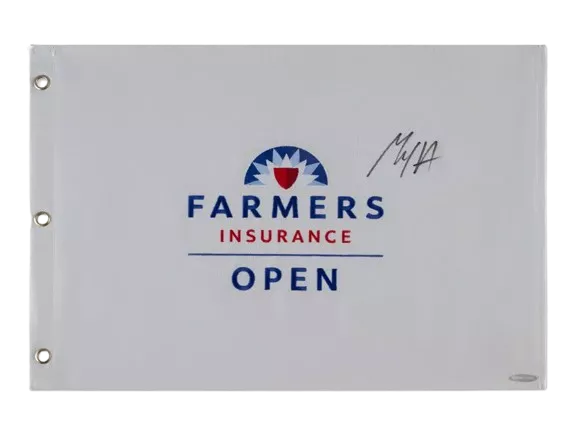 Icons Max Homa Signed Farmers Insurance Open Pin Flag