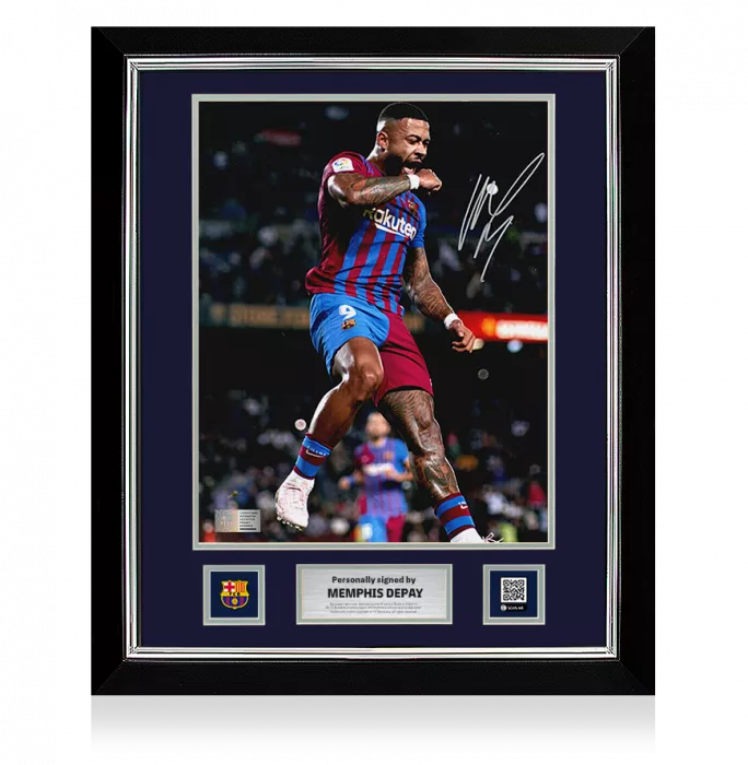 icons Memphis Depay Official FC Barcelona Signed and Framed Photo
