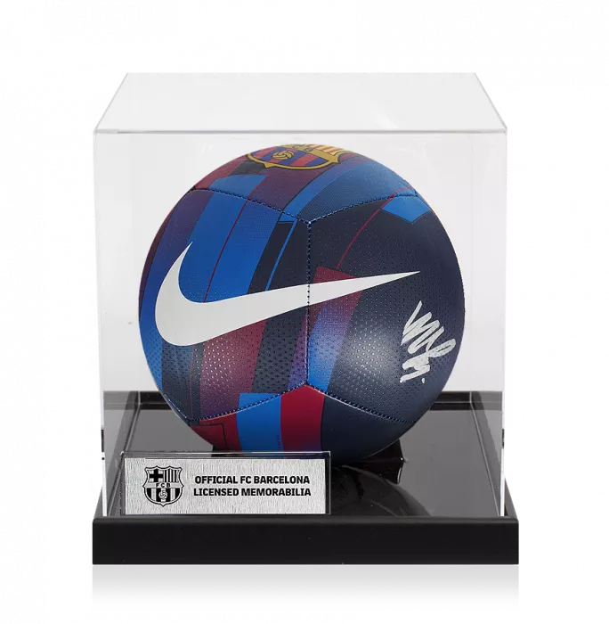 icons Memphis Depay Official FC Barcelona Signed FCB Branded Football In Acrylic Case