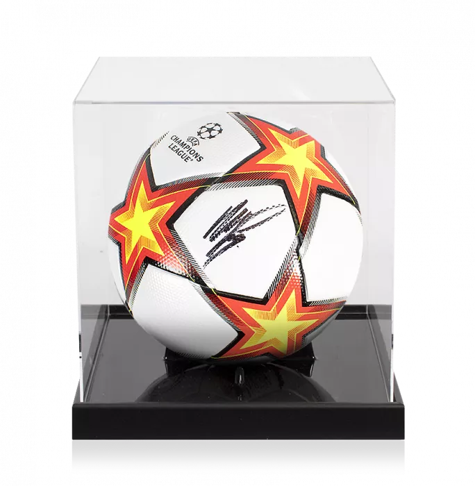 icons Memphis Depay Signed UEFA Champions League Football In Acrylic Case