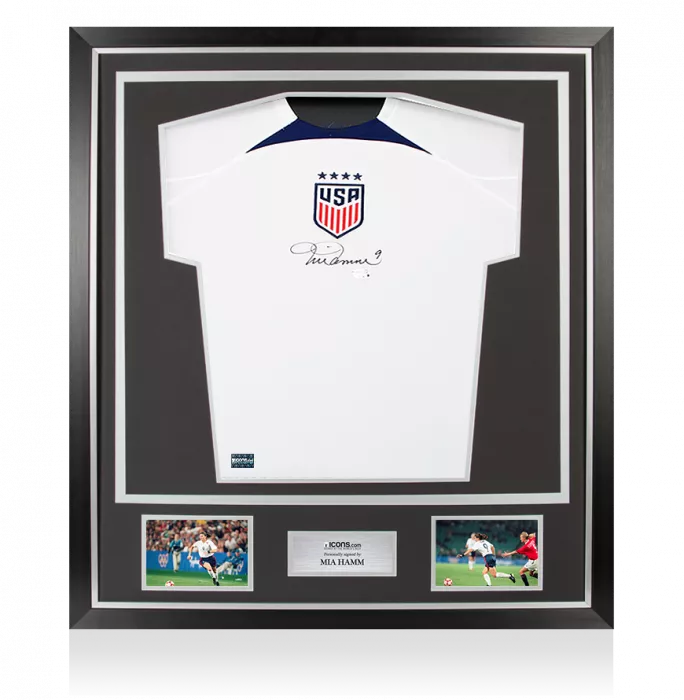 icons Mia Hamm Front Signed USWNT 2023 Home Shirt In Classic Frame
