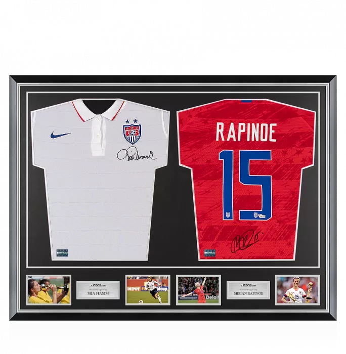 icons Mia Hamm & Megan Rapinoe Signed USWNT Shirts In Classic Dual Frame