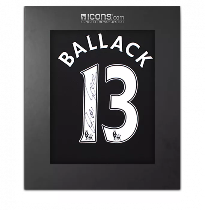 icons Michael Ballack Back Signed Chelsea 2008-09 Away Shirt In Deluxe Packaging