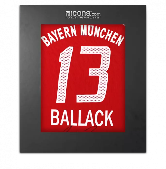 icons Michael Ballack Back Signed FC Bayern Munich 2005-06 Home Shirt In Deluxe Packaging