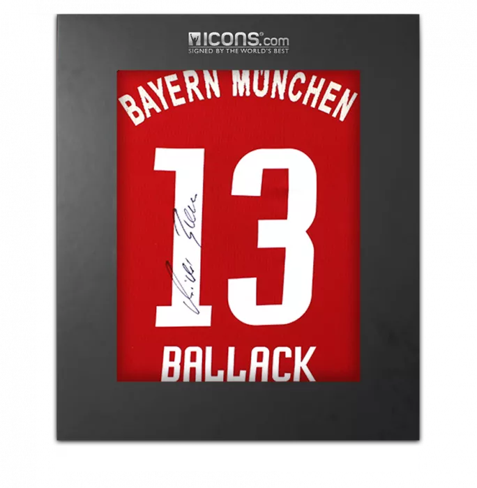 icons Michael Ballack Back Signed FC Bayern Munich 2006-07 Home Shirt In Deluxe Packaging