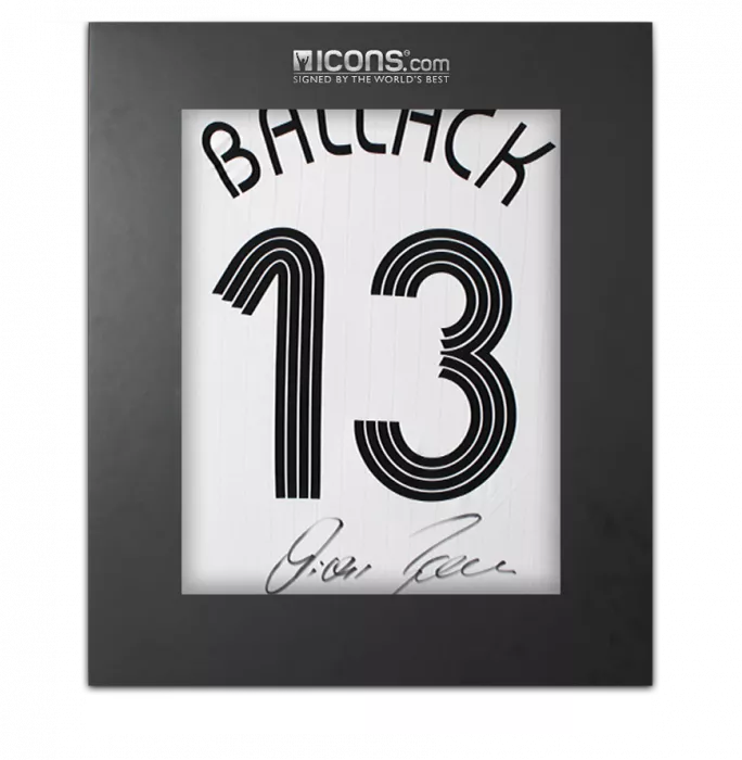 icons Michael Ballack Back Signed Germany 2005-07 Home Shirt In Deluxe Packaging