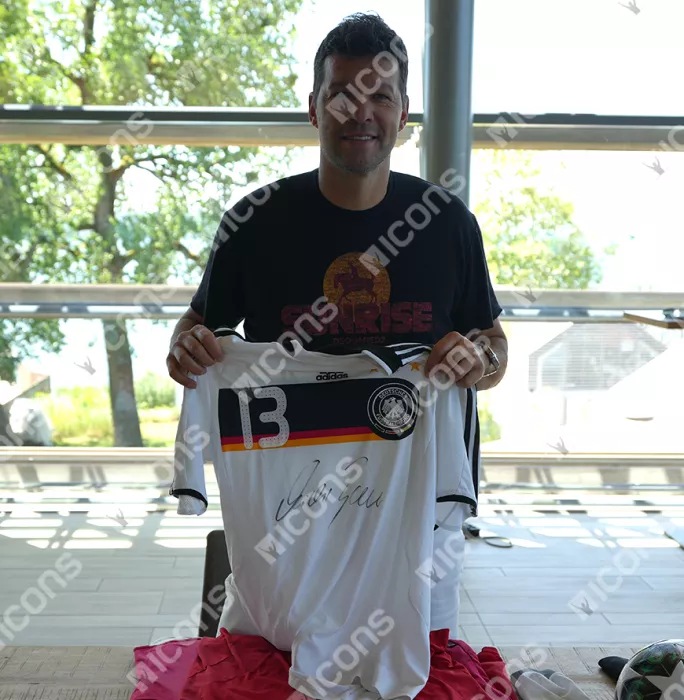 Icons Michael Ballack Front Signed Germany 2008-09 Home Shirt In Hero Frame: Option 1