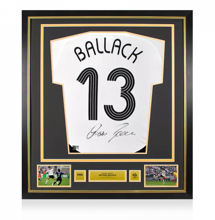 icons Michael Ballack Official 2006 FIFA World Cup™ Back Signed and Framed Germany 2005-07 Home Shirt