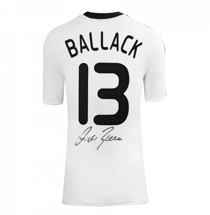 Icons Michael Ballack Official FIFA World Cup™ Back Signed And Hero Framed Germany 2008-09 Home Shirt