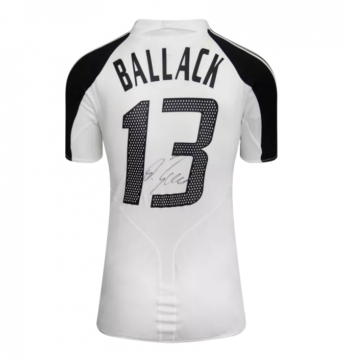 Icons Michael Ballack Official FIFA World Cup™ Back Signed And Hero Framed Germany 2004-05 Home Shirt