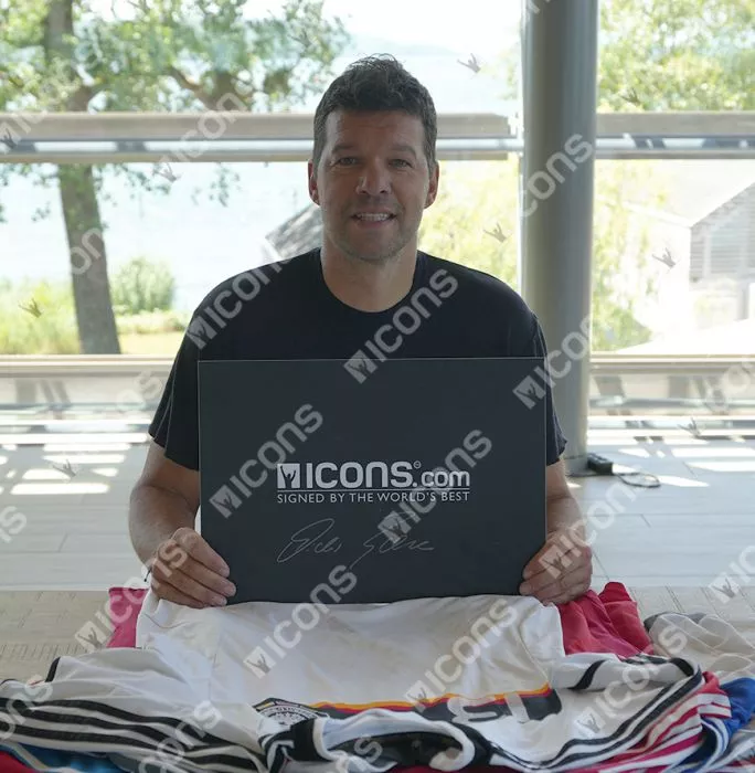 Icons Michael Ballack Official FIFA World Cup™ Back Signed And Framed Germany 2004-05 Home Shirt