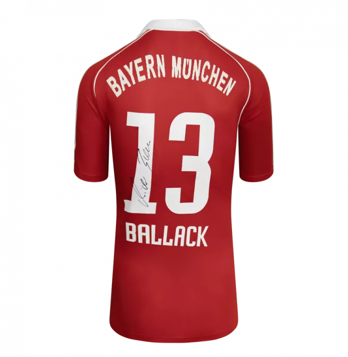 Icons Michael Ballack Official UEFA Champions League Back Signed And Framed FC Bayern Munich 2006-07 Home Shirt