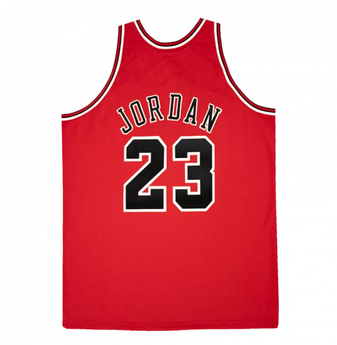 Icons Michael Jordan Signed 1997-98 Chicago Bulls NBA Finals Patch Red Authentic Mitchell & Ness Jersey