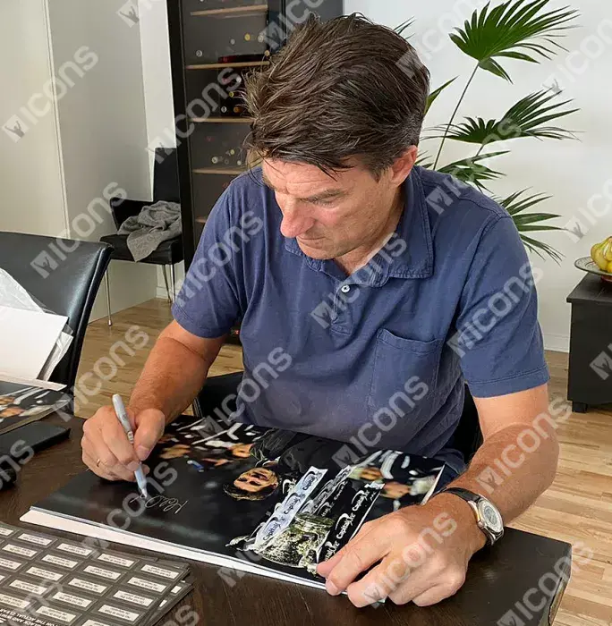 Icons Michael Laudrup Signed Swansea Photo In Black Wooden Frame: 2013 League Cup Winner