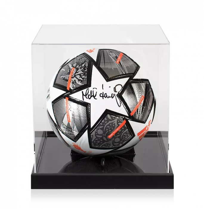 icons Michael Laudrup Signed UEFA Champions League Football In Acrylic Case