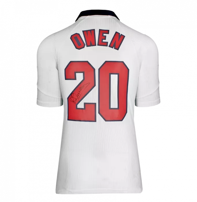 Icons Michael Owen Back Signed England 1998 Home Shirt In Hero Frame: Option 1