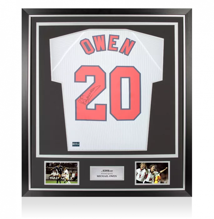 icons Michael Owen Back Signed England 1998 Home Shirt In Classic Frame
