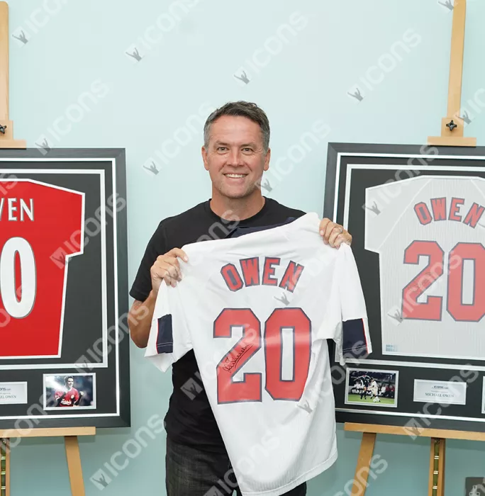 icons Michael Owen Back Signed England 1998 Home Shirt In Deluxe Packaging