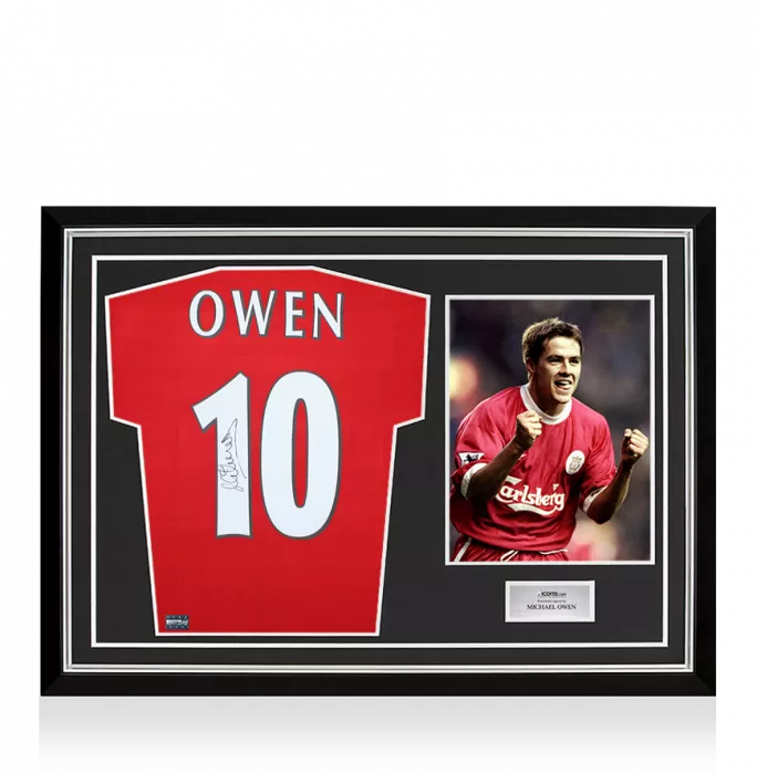icons Michael Owen Back Signed Liverpool 1998 Home Shirt In Hero Frame: Option 1
