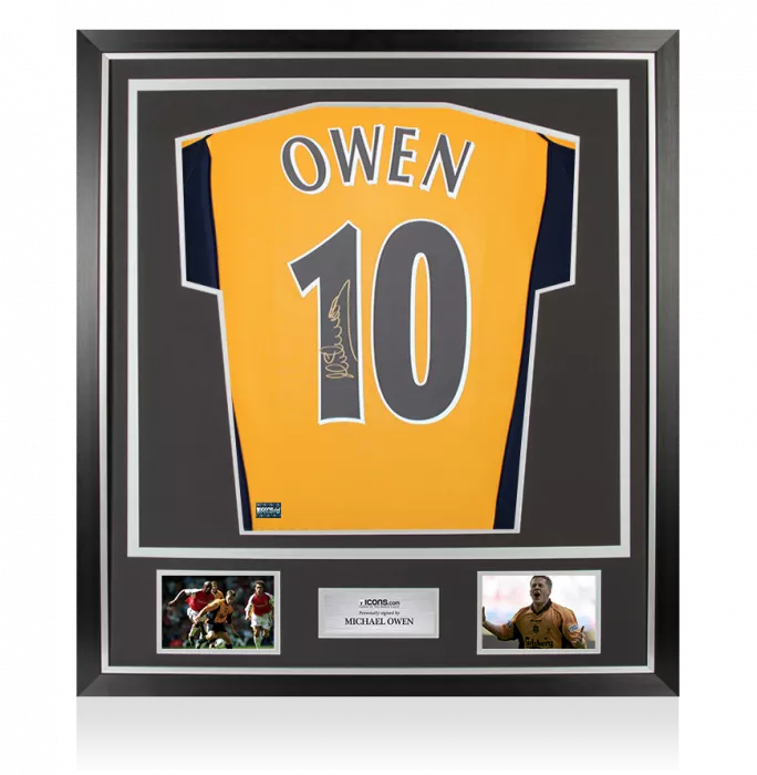 icons Michael Owen Back Signed Liverpool 2000-01 Away Shirt In Classic Frame