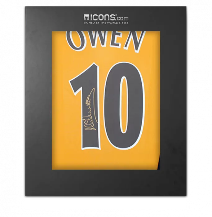 icons Michael Owen Back Signed Liverpool 2000-01 Away Shirt In Deluxe Packaging