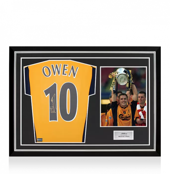 icons Michael Owen Back Signed Liverpool 2000-01 Away Shirt In Hero Frame: Option 1
