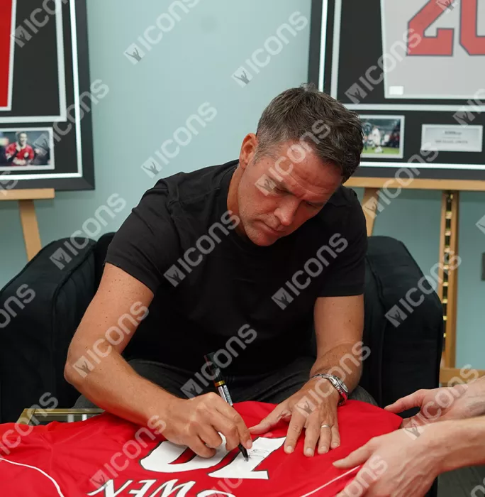 Icons Michael Owen Back Signed Liverpool 2000-01 Home Shirt In Deluxe Packaging