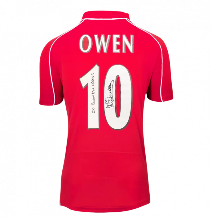 Icons Michael Owen Back Signed Liverpool 2000-01 Home Shirt - 2001 Ballon D'Or Winner Inscription In Hero Frame: Option 1