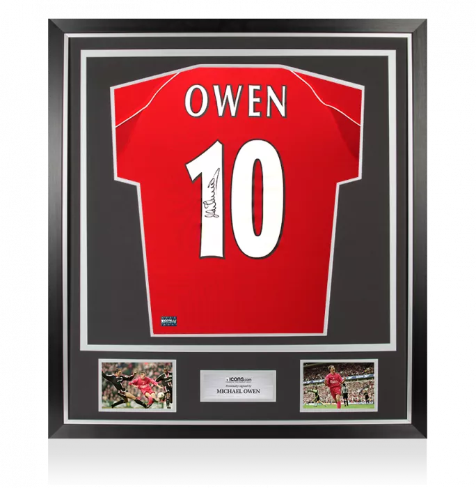 icons Michael Owen Back Signed Liverpool 2000-01 Home Shirt In Classic Frame