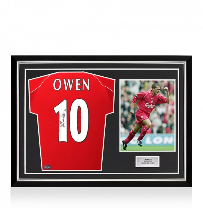 icons Michael Owen Back Signed Liverpool 2000-01 Home Shirt In Hero Frame: Option 1