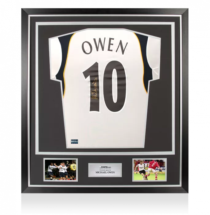 icons Michael Owen Back Signed Liverpool 2001-02 Away Shirt In Classic Frame