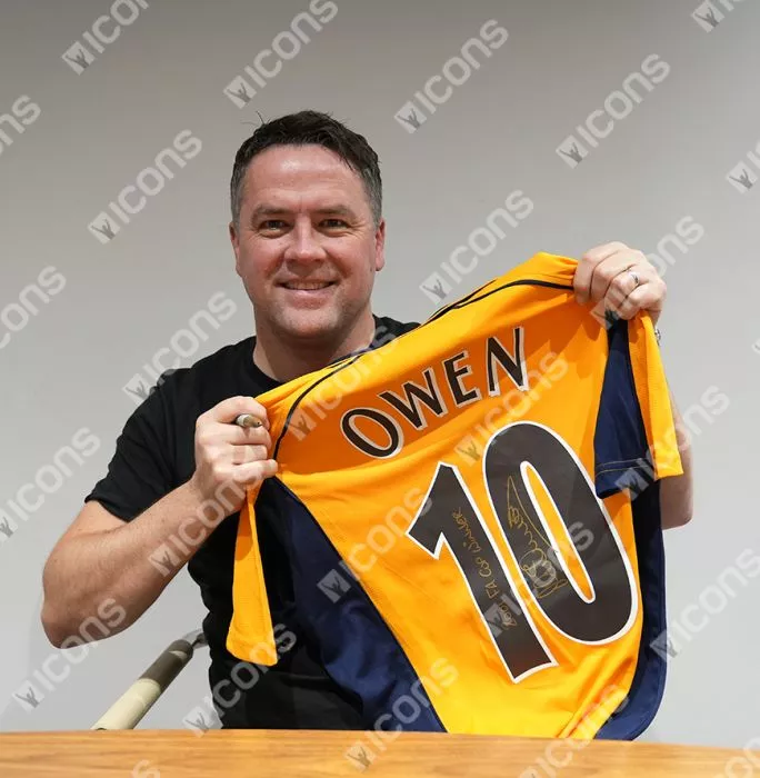Icons Michael Owen Back Signed Liverpool FC 2000 Away Shirt - "2001 FA Cup Winner" Inscription In Hero Frame: Option 1