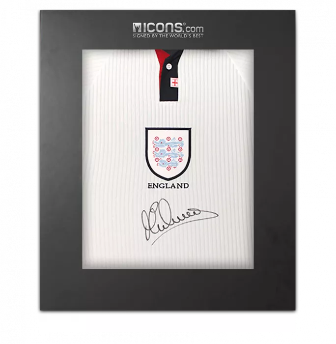 icons Michael Owen Front Signed England 1998 Home Shirt In Deluxe Packaging