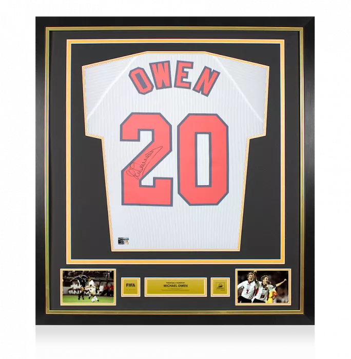 icons Michael Owen Official 1998 FIFA World Cup™ Back Signed and Framed England 1998 Home Shirt